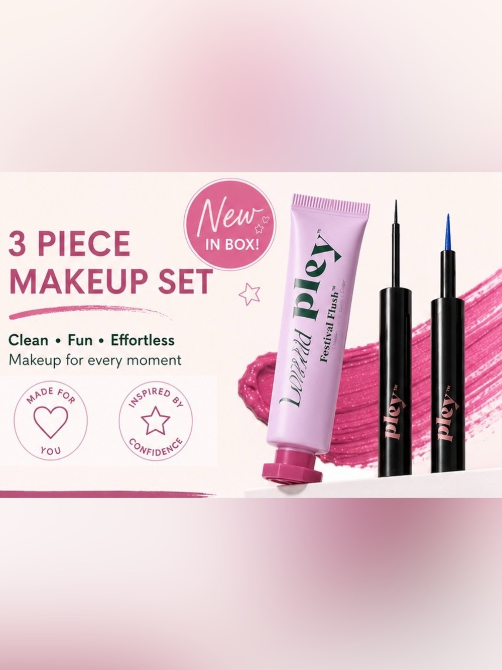 Pley Beauty Festival Flush & Liquid Asset Eyeliner Set NIB Peyton List
